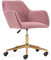 DEKKETO Pink Velvet Swivel Desk Chair, Makeup Vanity Chair with Wheels, Height Adjustable Dressing Table Chairs with Gold Base for Bedroom, Vanity Room, Home Office