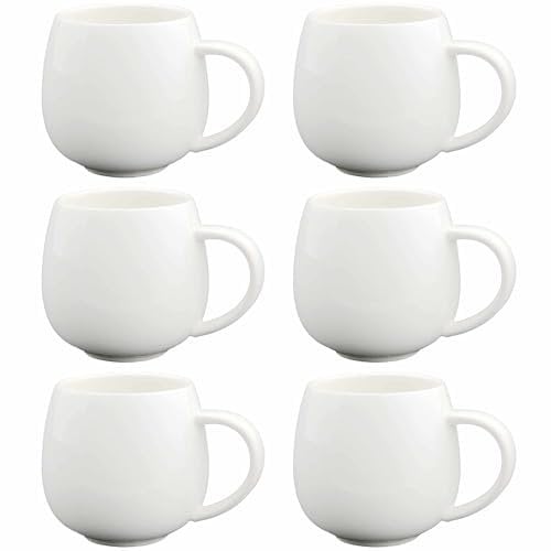 superyes White Coffee Mugs Set of 6 for Latte Cappuccino Cup Ice Cream Hot Chocolate 12oz