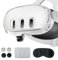 VR Helmet Protective Cover Set For Meta Quest3 VR Headset Protective Case Lens Dust Protector Screen Protector Rocker Cap (White)