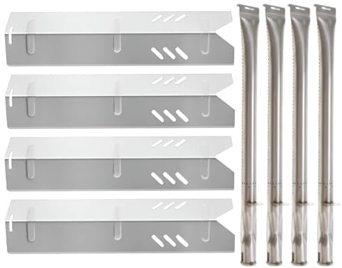 Set of Four Replacement Heat plates and Burners for Uniflame, Better Home and Garden, Dyna Glo 4 burner grill parts, Backyard Grill Replacement Parts, dgf493bnp parts, Stainless Steel