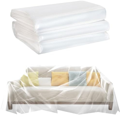ToKinCen 2PC Sofa-Möbelbezug, Sofabezug, Transparent, Sofa-Staubschutz, Kunststoff, wasserdicht, geeignet für Sofa-Möbel, Bücherregal, Pflanzenständer, verschleißfest und staubdicht(200cm*300cm)