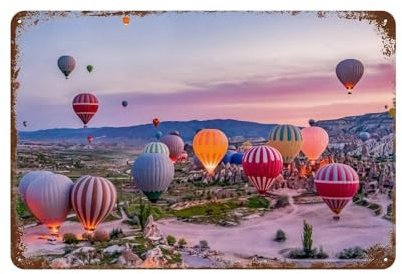 Nationalpark Heißluftballons，Blechschild aus Metall, Plakette für Club, Café, Bar, Zuhause, Küche, Wanddekoration20 x 30 cm (8 x 12 Zoll)-P2