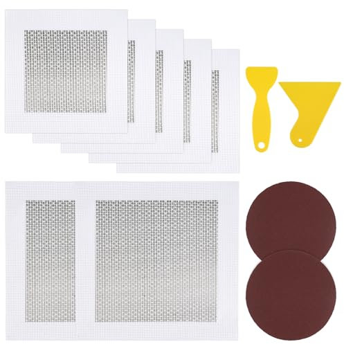 11 Pcs Wall Repair Kit, Include 6/4 inch Self Adhesive Plasterboard Wall Repair Patch with 2 Sandpaper and 2 Putty Knife, Wall Patch Repair Kit for Quickly Fixing Broken Walls and Ceilings Hardware