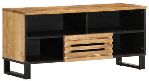 vidaXL Meuble TV 100x34x46 cm Bois Massif de manguier Brut, Banc TV, Meuble HiFi, Console TV, Buffet TV, Meuble multimédia