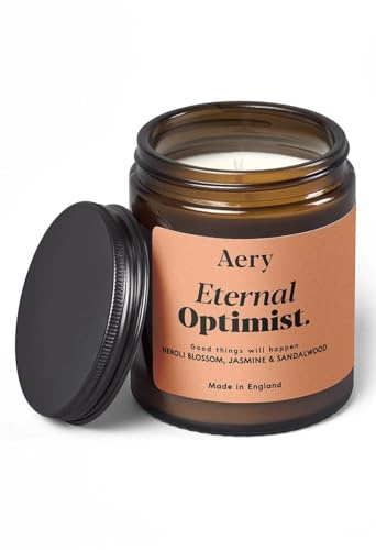 Aery Eternal Optimist Glass Jar Soy Wax Candle - Neroli Blossom, Jasmine & Sandalwood with 100% Plant Based Wax & 30 Hour Burn Time