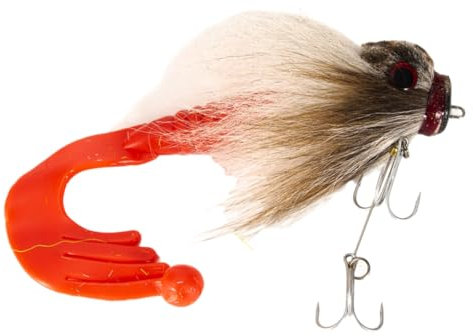 Kalastussaari Fishing Artificial Lure Deer Hair Mouse Lure Soft Grub Shallow Hooks Big Pike Bait 85g White Deer Hair Mouse Lure