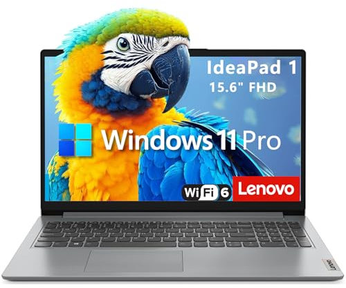 Lenovo IdeaPad 1 Computer portatile per affari e studenti, display FHD da 15,6, processore Intel Dual Core, RAM DDR4 da 32 GB, SSD PCIe da 1 TB, WiFi 6, Bluetooth 5.2, Type-C, grigio, Windows 11 Pro