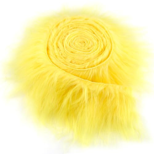 Furry Faux, Fell Stoff Kunstfell Basteln, 2x60 Inch Shaggy Craft Plush Plüsch Precut Strips für Gnome Beard Santa Hair DIY Basteldekoration Gelb