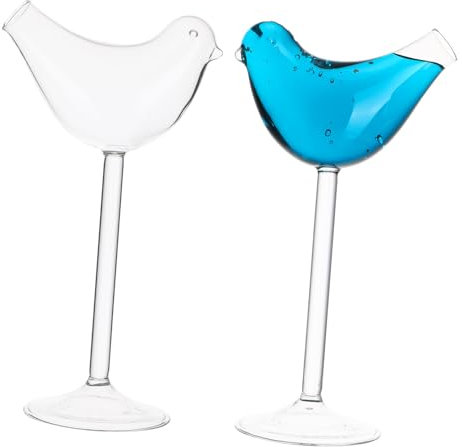 Alipis 2st Birdie Weinglas Hühnergläser Trinken Klare Gläser Soda Geformte Cocktailgläser Pilzgläser Wiederverwendbar Vogel-cocktailgläser Margarita Schnapsgläser Blaue Lampe Transparent