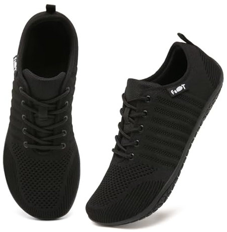 Merdoo Winter Barfußschuhe Damen Herren Barfuß Sneaker Minimalistische Winterschuhe Warm Gefüttert Barefoot Shoes mit Breite Zehenbox Zero-Drop Solhe Schwarz 39