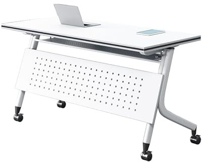EAHKMETQ Klappbarer Konferenztisch mit Rollen, mobiler Seminartisch mit Klappplatte, mobiler Konferenzraumtisch, klappbarer Besprechungstisch, moderner Schreibtisch für Führungskräfte, Schu