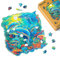 Figured'Art Holzpuzzle Erwachsene und Kinder 200 Teile Tiere - Delfine im Korallenriff - Originelles Design 28x28,5 cm Einzigartige Form mit Premium-Holzkiste