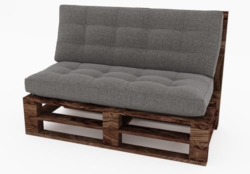Lermowood Palettenmöbel Mpe Bank 120 x 60 cm Eiche | Europaletten Indoor und Outdoor Lounge Gartenmöbel Holz Gartenmöbel Set Lounge Möbel Terrasse Balkon Loft Stil Paletten