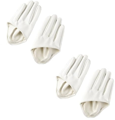 SMTCM 2 Paar Lederhandschuhe Damen Herren PU Leder Handschuhe Half Palm Punkhandschuhe Performance Tanzhandschuhe Motorradhandschuhe Rock Kurze Leather Gloves für Fahren Radfahren Cosplay Nightclub