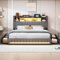CoziFome Bett 160x200, Polsterbett,Doppelbett mit 4 Schubladen, LED Kopfteil mit USB Ladefunktion, Rückenlehne betten mit Stauraum und Lattenrost, Stauraumbett, MetallBettgestell, Leinen (Grau-1)