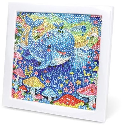 Diamond Painting Kit Completo Para Niños y Niñas, Kit Pintura Diamante De Animales Con Marco, DIY Cuadros De Diamantes, Cuadro Diamantes 5D, Dibujos Con Diamantes, Casa Decoración 15x15CM (ballena)