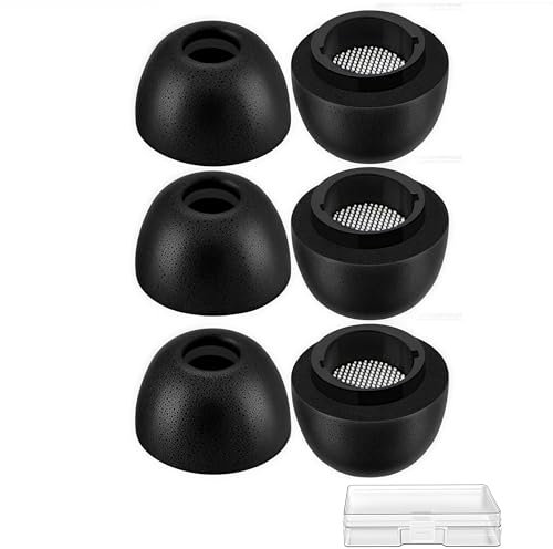Rhinenet Ear Tips for Samsung Galaxy Buds3 Pro (Fits Charging Case) Compact Case, Ultra Comfort Noise Cancelling Replacement Tips for Samsung Galaxy Buds Pro 3 (Memory Foam Black, Small)