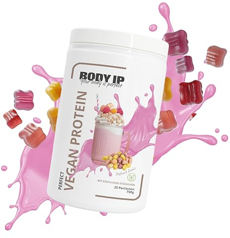 BODY IP Perfect Vegan Protein Joghurt Gums | Veganes Proteinpulver ohne typischen Vegan-Geschmack | Perfekt als Süßigkeitenersatz | Laborgeprüfte Qualität | Protein Pulver Vegan | 750g