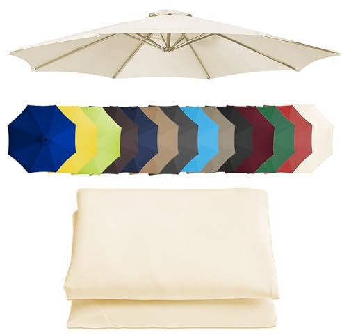 Tissu De Remplacement Pour Parasol Déporté (2/2.3/2.5/2.7/3/3.50m) Toile De Rechange Pour Parasol, Bâche De Remplacement Pour Parasol Déporté, Pour Terrasse/Jardin/Piscine(White,8 ribs-350cm/11.4ft)