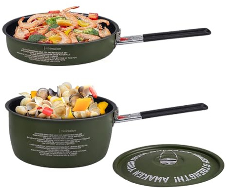 Ustensiles de camping - Casserole à soupe pour randonnée, manches amovibles, distribution thermique uniforme pour cuisson, friture, plein air, famille, pique-nique, plage, randonnée