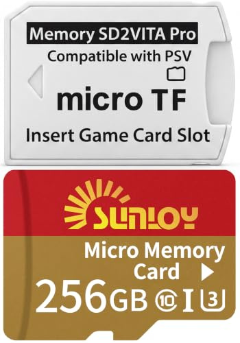 Adaptador de tarjeta de memoria SD2Vita 6.0 PS Vita con tarjeta micro SD de 256 GB, tarjeta de memoria flash microSDXC UHS-I de alta velocidad con adaptador de tarjeta SD PSVita para PSV 1000/2000