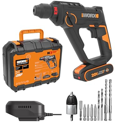 WORX WX391 20V PowerShare Cordless Rotary Hammer Drill | 20V rotary hammer drill; battery & charger included