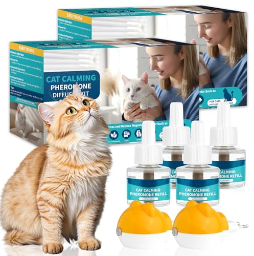 VICSOM Difusor Feromonas Gatos, Difusor Calmante para Gatos, 120 Días | Kit 6 En 1 Con 2 Difusores Y 4 Recambios De 48 Ml Para Hasta 120 Días. Cubre 65 M² Y Es Ideal Para Hogares Con Varios Gatos.
