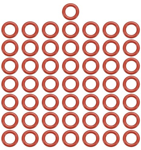 QUARKZMAN 50 Stück 5mm x 9mm x 2mm Dichtungsringe Set, O-Ringe Nitril Gummidichtung Rund Gummi Dichtungen Ringe Unterlegscheiben Reparatur für Elektrische Hydraulik Wasserhähne Auto, Rot