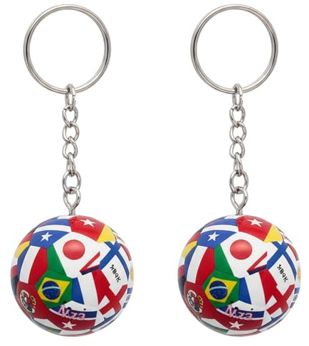 TUBAWD 2Pcs football keyring, World Cup Keyring Souvenir Football Sports Events Party Decorations Keyrings Anniversary Birthday Fan Gift for Soccer Fans