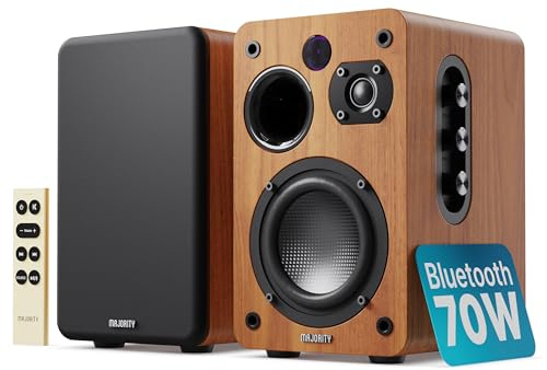 MAJORITY D70X Active Bluetooth Bookshelf Speakers | Powered Stereo Speakers
