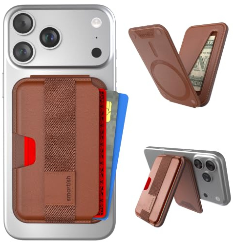 Smartish iPhone MagSafe Wallet - Abnehmbarer magnetischer Kartenhalter, Kastanienbraun, Flip - Grip & Kickstand, Side Hustle Flip