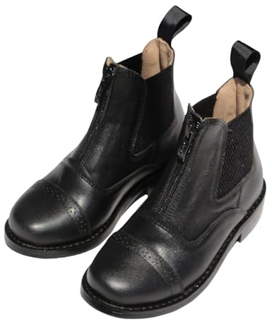 predolo Stivaletto in Pelle da Equitazione Assorbe il Sudore Stivale da Monta in Pelle Anti Odore Attrezzatura Sportiva per Bambini, Nero, 28