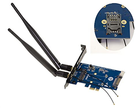 KALEA-INFORMATIQUE Controlador PCIe para Tarjeta Mini PCI Express (MiniPCIe mPCIe) WiFi o Bluetooth con Lector de Tarjetas SIM