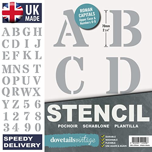 Dovetails Vintage Letter Stencil 70 mm Tall Roman Style Capital Letters and Numbers