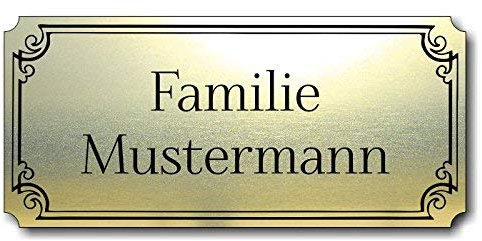 Türschild, Briefkastenschild, Klingelschild, 70-300-008 Acryl, Oberfläche gold gebürstet oder Edelstahl gebürstet, individuell anpassbar