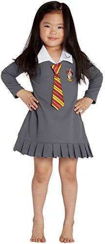 HARRY POTTER Hermine Granger Gryffindor Halloween-Kostüm für Kleinkinder, Uniform, Krawatte, Pyjama-Kleid, grau, 4T