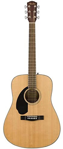 Fender CD-60S Dreadnought Acoustic Guitar, Left Handed, Walnut Fingerboard, Natural, Comes with Free Virtual Lessons