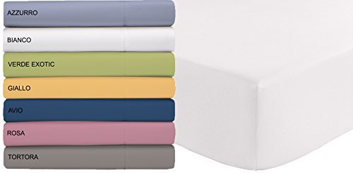Tata Home Lenzuolo sotto con Angoli ed Elastici 100% Cotone Misura Letto Singolo 1 Piazza cm 90x200 Altezza Materasso cm 24 Colore Bianco