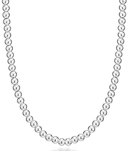 Miabella 925 Sterling Silver Italian Handmade 6mm Bead Ball Strand Chain Necklace for Women 16, 18, 20 Inch Made in Italy (20)