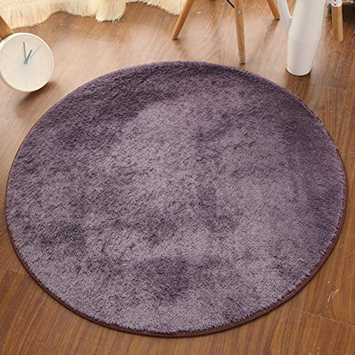 Shengwan Teppich Runder Shaggy Zimmerteppich Waschbar Sitzkissen Teppich für Kinderzimmer, Schlafzimmer, Wohnzimmer Grau Lila Durchmesser 200cm