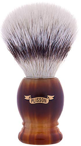 PLISSON – Rasierpinsel aus synthetischen Fasern – Für die Nassrasur – Größe 12 – Griff aus Acetat – High Mountain White – Made in France