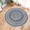 ConCus-T Round Rugs 120cm Cotton Area Rug Machine Washable Hand Woven Tassels Carpet Chic Bohemian Pattern Floor Mats for Bedroom Living Room Sofa Coffee Table Swing Chair Bed Side, Navy Blue