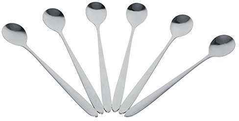 Cucharas Cucharas -6Pcs Acero inoxidable Elegante Mango largo Latte Helado Sundae Sopa de café Cucharas Cucharillas Nuevo