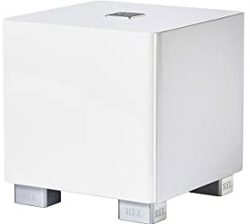 REL T/5x 8 pollici Powered Subwoofer - Design compatto sigillato con amplificatore di classe AB, ingressi RCA e bassi potenti per sistemi stereo HiFi, Home Theater e suono surround - Finitura bianca
