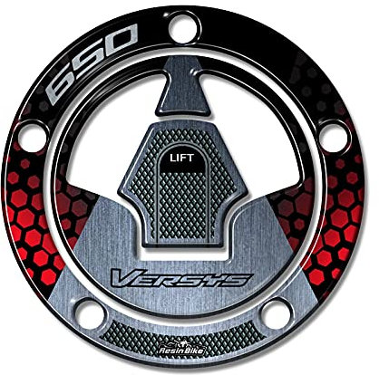 Resin Bike Adesivi Moto Compatibile con Kawasaki Versys 650 2021. Protezione Tappo Serbatoio a 5 Fori da Urti e Graffi. Adesivo 3D Resinato - Rosso Metallizzato