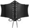 SUOSDEY Black Corset Waist Belt for Women Tied Waspie Belt Lace-up Cinch Belt Elastic Wide Belt for Halloween Theme Party