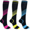Miavogo 3 Paar Kompressionsstrümpfe für Damen, Kompressionssocken mit 20-30 mmHg Bunt Thrombosestrümpfe compression socks für Sport Laufen Reisen Flug（L/XL）
