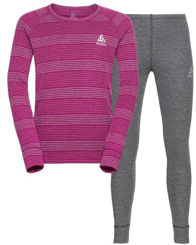 Odlo Kids Active WARM ECO Funktionsunterwäsche-Set, odlo Steel Grey Melange - Festival Fuchsia