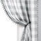 Lot de 2 rideaux de fenêtre semi-transparents à pompons à carreaux blancs et gris pour salon, chambre à coucher, 101,6 cm de large x 101,6 cm de large