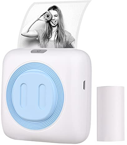 Mini Tragbarer Drucker, BT Thermodrucker Drucker, Lable Maker, für iOS und Android, Ideal für Studium, Fotodruck, Arbeit - Blau